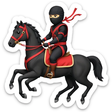 ninja riding horse wearing racing cloth black sticker