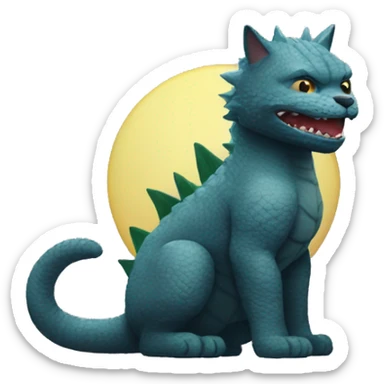 Combination of the cat and Godzilla  sticker