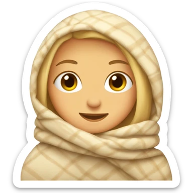 Blonde girl covered with warm blanket  sticker