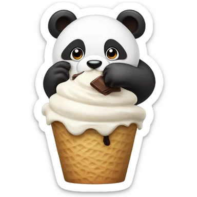 Panda eating chocolate ice cream  sticker