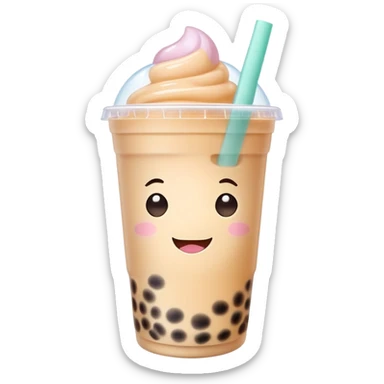 kawaii bubble tea with cute face and pastel colors sticker
