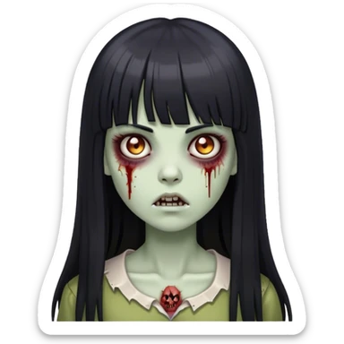 zumbie girl with black long straight hair with bangs (like this 🧟‍♀️) sticker