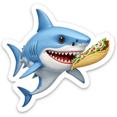 shark wearing a white dress eating a taco sticker