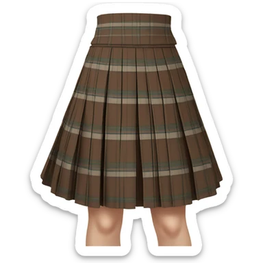 Brown tartan pleated mini skirt, isolated sticker