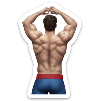 Henry cavill in a jock, backwards view, stretching glutes sticker