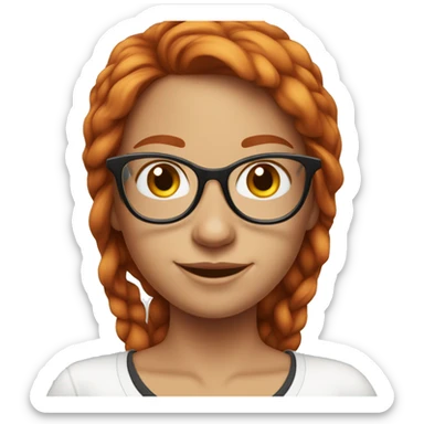 red-haired girl in glasses and white t-shirt smiling sticker