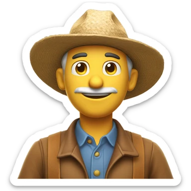 Adult Farmer, toon match game 3D character rendered sticker