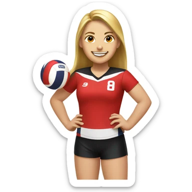 Red girls volleyball  sticker