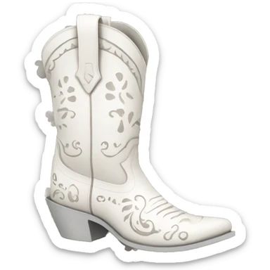 Pair of white cowgirl boots with pattern sticker