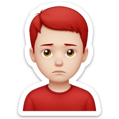 Sad boy with red shirt sticker