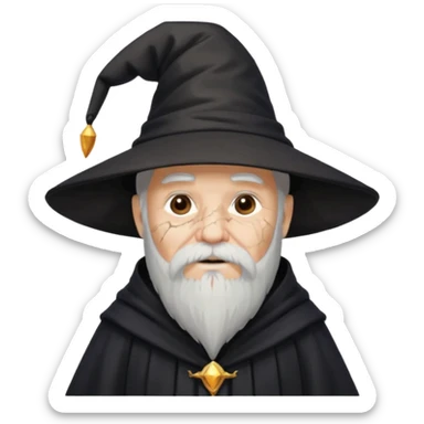 old wizard with cracked skin black robe and wizard hat  sticker