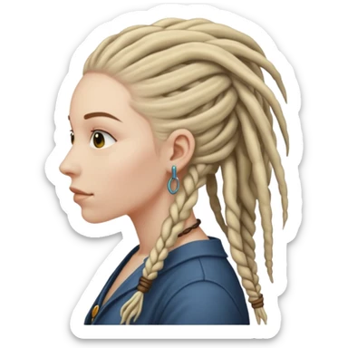 white woman with dreadlocks side view sticker