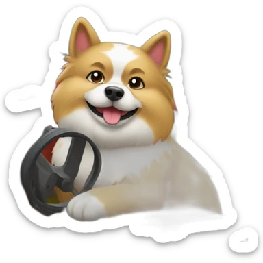 zwergspitz in a tractor sticker