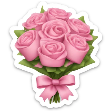 Cute pink bow wrapped around bouquet  sticker
