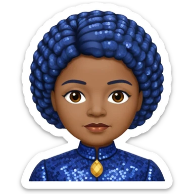 Ida B Wells with dark brown hair, indigo sequin outfit  sticker