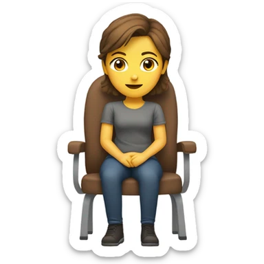 Female Caucasian brown hair on the edge of her seat waiting sticker