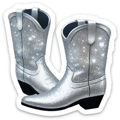 silver sparkly cowboy boots sticker
