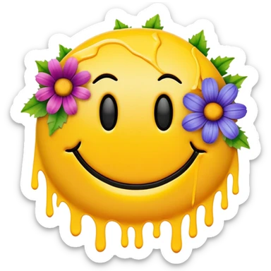 smiley melted garden flowers  sticker