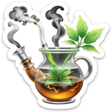 A bong with a freshly packed bowl that is lit and smoking  sticker