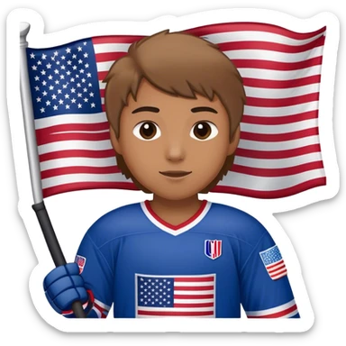 Hockey player with American flag sticker
