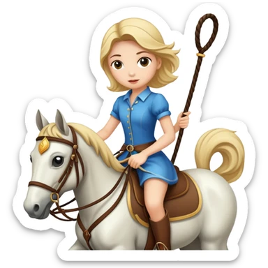 girl riding a horse holding a whip sticker