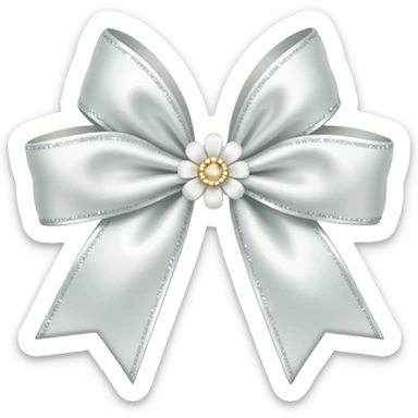 white flower bow with glitter sticker