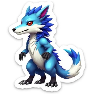 Epic Edgy Cute Colorful Modern Vernid-Protogen-Sergal-creature-animal full body sticker