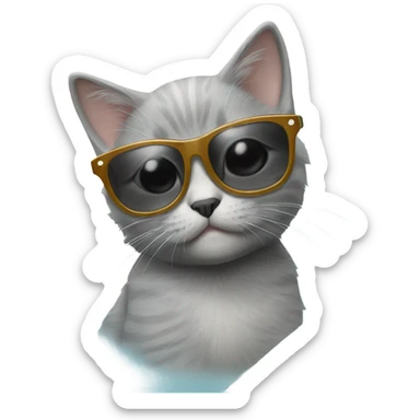 Gray Kitten with sun glasses  sticker