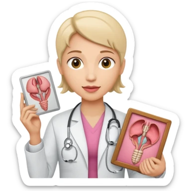  androgynous radiologist holding an image of the uterus sticker