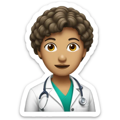 Una doctora con cabello castaño oscuro y fleco cortina  sticker