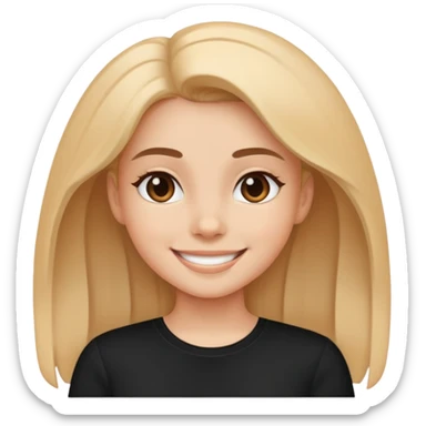 smiling girl in black shirt sticker