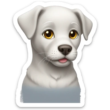 Silver cat love Labrador  sticker