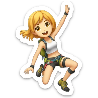 rock climbing anime girl sticker