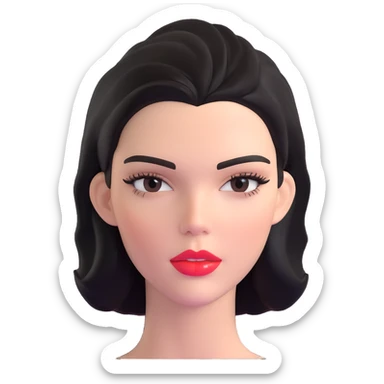 Kendall Jenner, supermodel, longer face shape, shiny glossy lips with lipgloss sticker