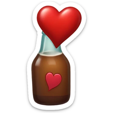 A red heart ❤️ with eyes, a mouth, and hands, tipsy and drunk, holding a bottle, looking wobbly and playful sticker