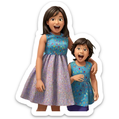excited girls in colorful dresses sticker