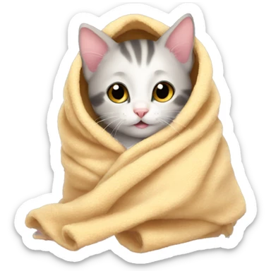 A little kitten in a blanket sticker