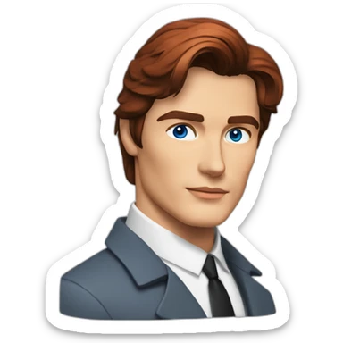 Alain Delon young researcher blue eyes short red hair sticker