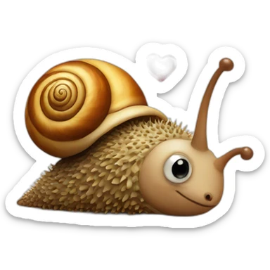 a cute snail with a friendly face kisses a hedgehog sticker