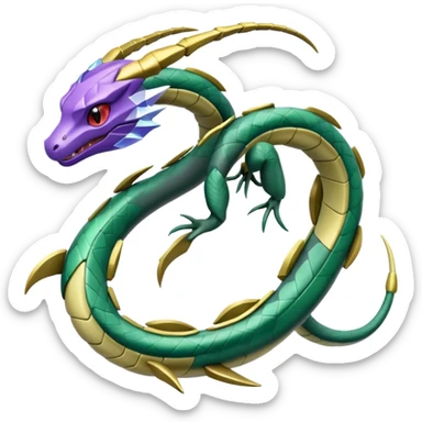 Pokemon legendary purple and cian crystal rayquaza sticker