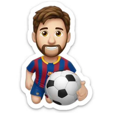 leo messi jugando con un balón de fútbol sticker
