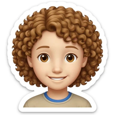 "- Nam
- 10 tuổi
- Da trắng
- Tóc ngắn, xoăn xù màu nâu nhạt
- Cười tươi
" sticker