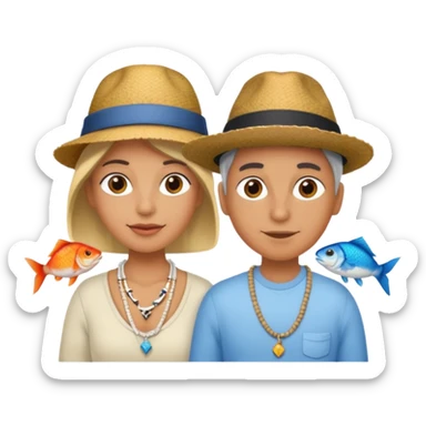Hatted ancient People & Fish Bone Necklaces sticker