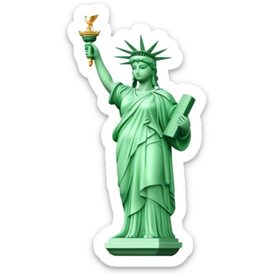 Estatua de la libertad, verde. Con una paloma en la mano izquierda.  sticker