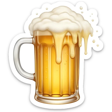 A frothy mug of golden beer with foam overflowing sticker