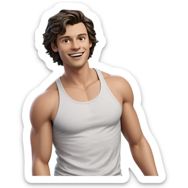 smiling boy in tank top sticker