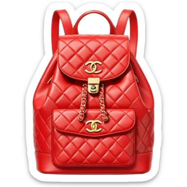 chanel red backpack gold hardware sticker