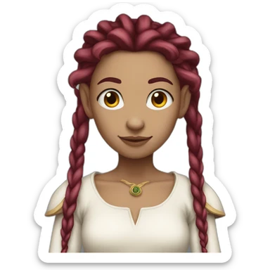 white elf girl with maroon dreadlocks sticker
