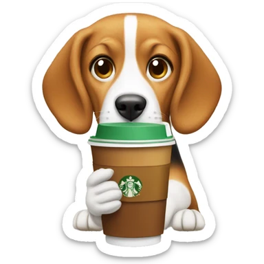 beagle drinking starbucks  sticker