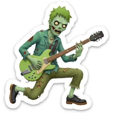 Zombie guitarist – ragged clothes, missing shoe, strumming an old electric guitar. sticker